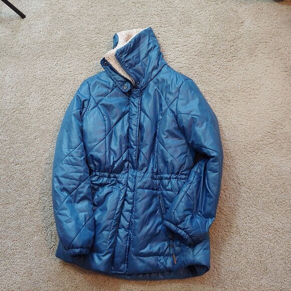 Womens M Kenneth Cole quilted jacket fur line blue - Picture 1 of 5